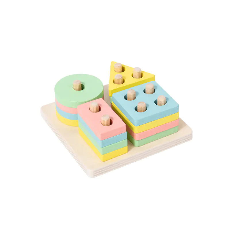 Wooden Shape Sorting & Stacking Blocks – Montessori Early Learning Toy