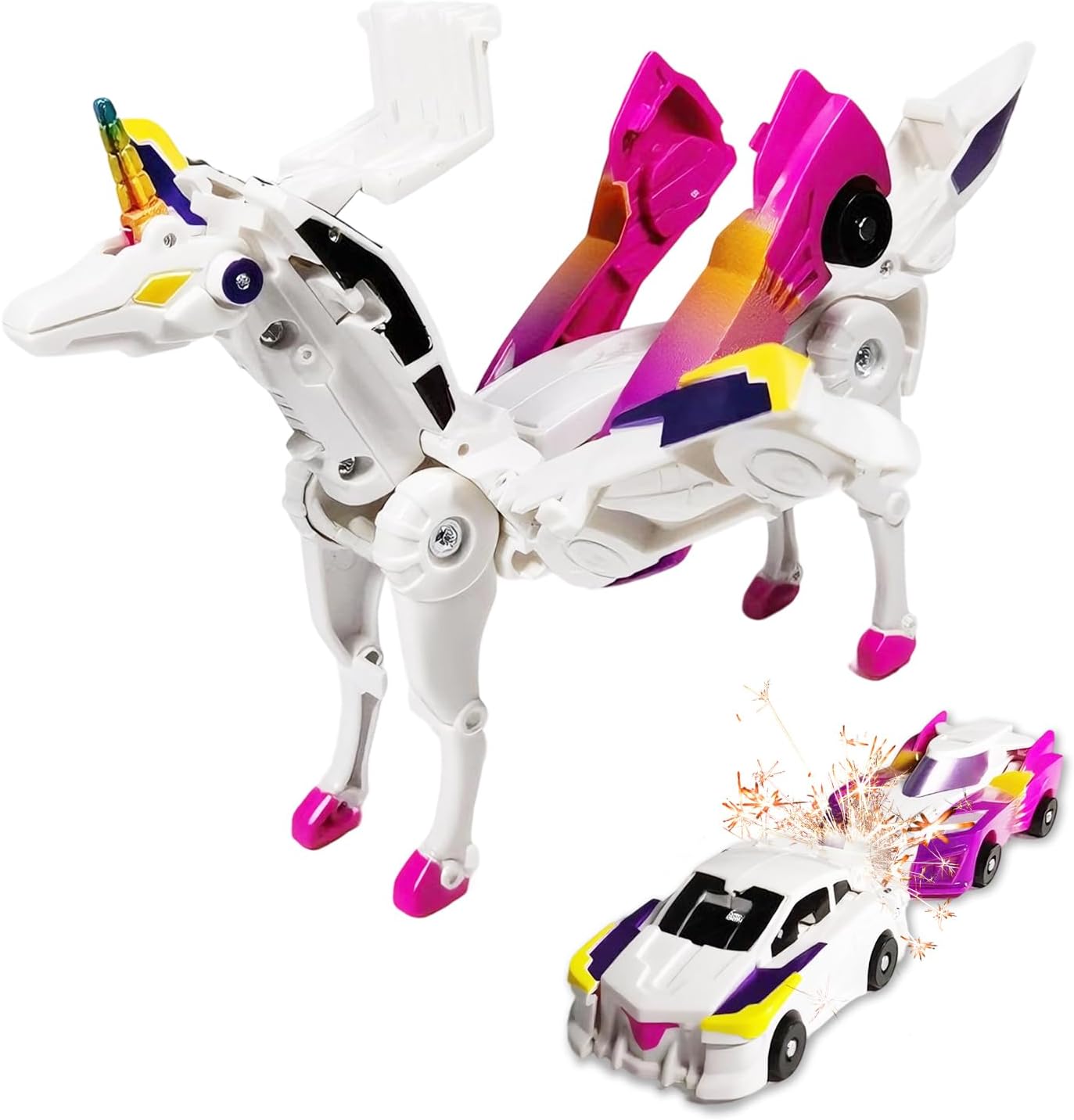 2 in 1 Unicorn Car Figurines – Magical Magnetic Transformation Toy for Kids Ages 4–6