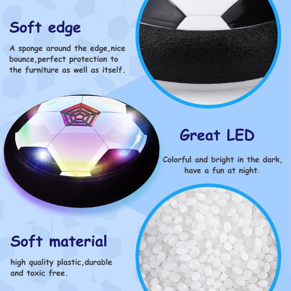 Rechargeable LED Hover Soccer Ball – Air Floating Football with Lights, Music & Soft Foam Bumper
