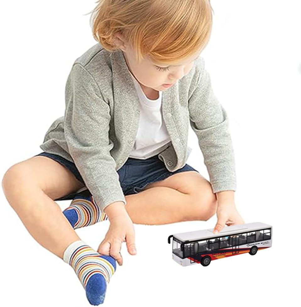 Mini Alloy Bus Model Toy for Kids 3+ – Pull Back School Bus with Moving Wheels, Durable Metal Car Toy Gift