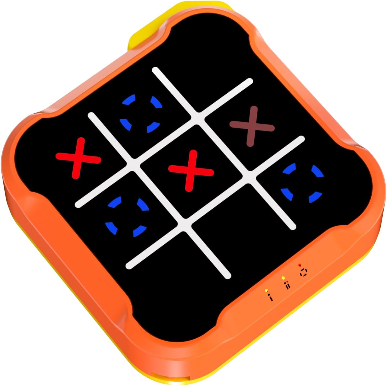 Tic Tac Toe Bolt Game – 3-in-1 Handheld Puzzle Console, Portable Travel Board Game for Kids & Adults, Educational & Memory Development Toy, Perfect Birthday Gift for All Ages (Yellow-Orange)