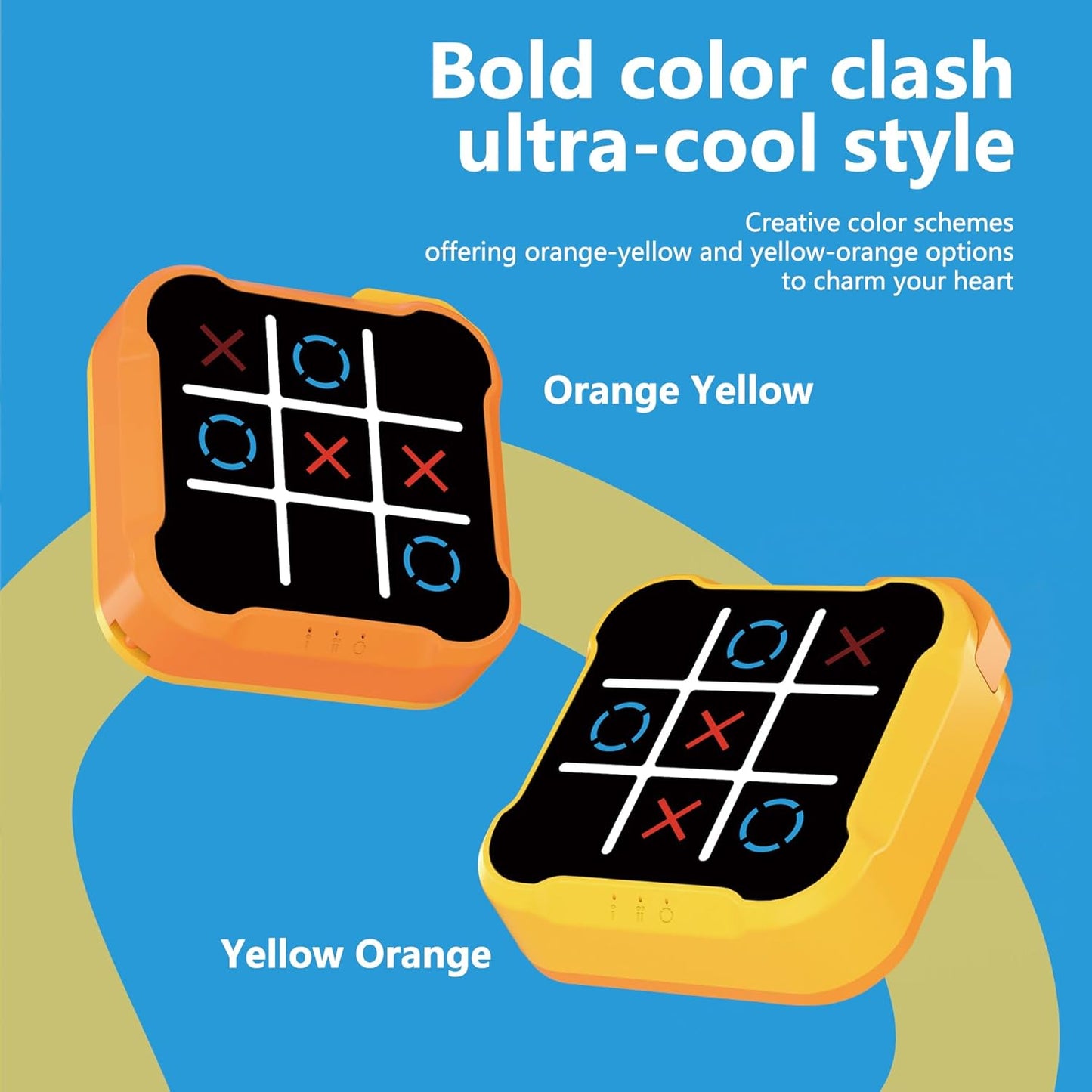 Tic Tac Toe Bolt Game – 3-in-1 Handheld Puzzle Console, Portable Travel Board Game for Kids & Adults, Educational & Memory Development Toy, Perfect Birthday Gift for All Ages (Yellow-Orange)