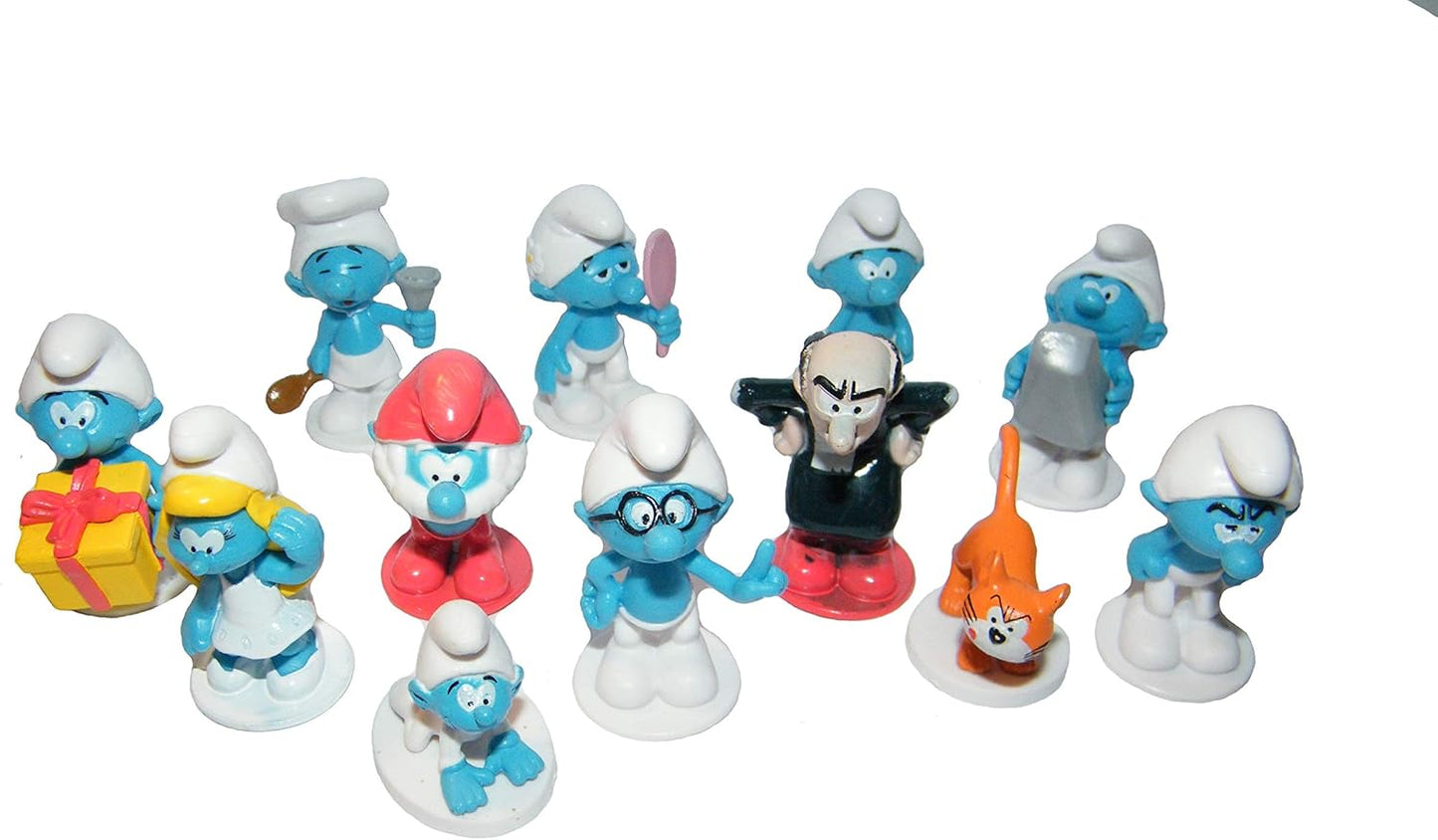 Smurf Figurines Set of 12 – Deluxe Cake Toppers & Party Favor Decorations Featuring Baby Smurf, Smurfette, Brainy Smurf, Gargamel, Azrael & More