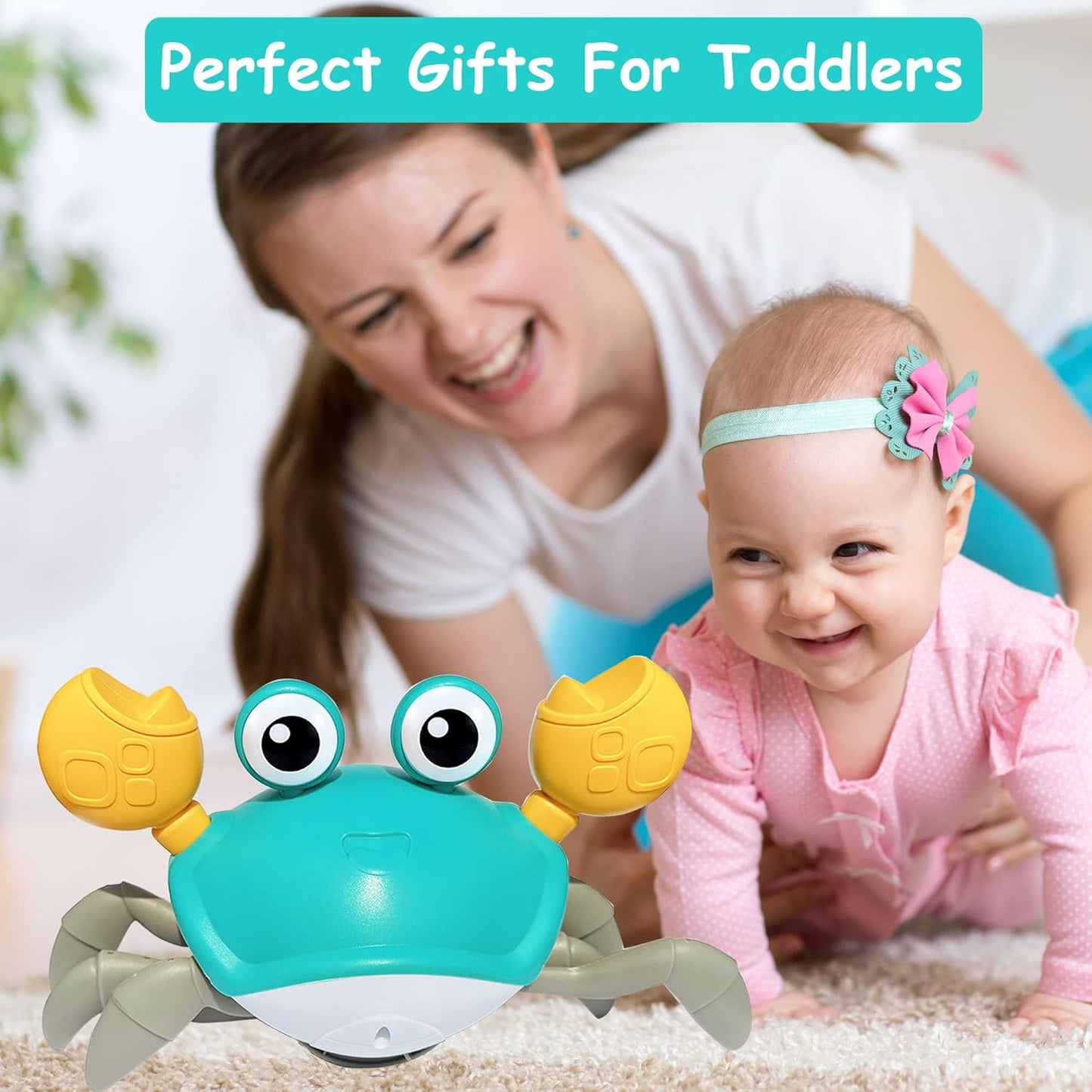 Crawling Crab Baby Toy: Interactive Fun with Lights, Music, and Obstacle Avoidance Sensors for Toddlers