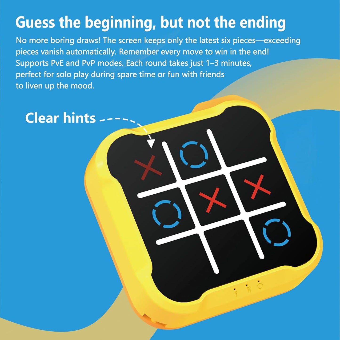 Tic Tac Toe Bolt Game – 3-in-1 Handheld Puzzle Console, Portable Travel Board Game for Kids & Adults, Educational & Memory Development Toy, Perfect Birthday Gift for All Ages (Yellow-Orange)