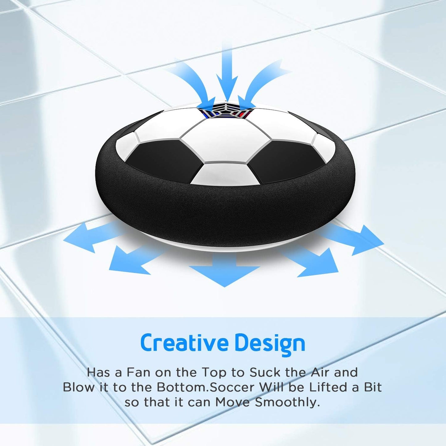 Rechargeable LED Hover Soccer Ball – Air Floating Football with Lights, Music & Soft Foam Bumper