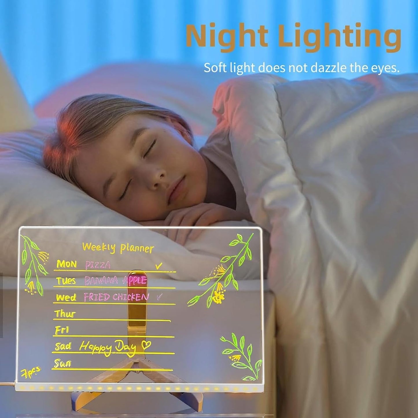LED Acrylic Dry Erase Board – Light Up Message & Drawing Board for Home, Office & School