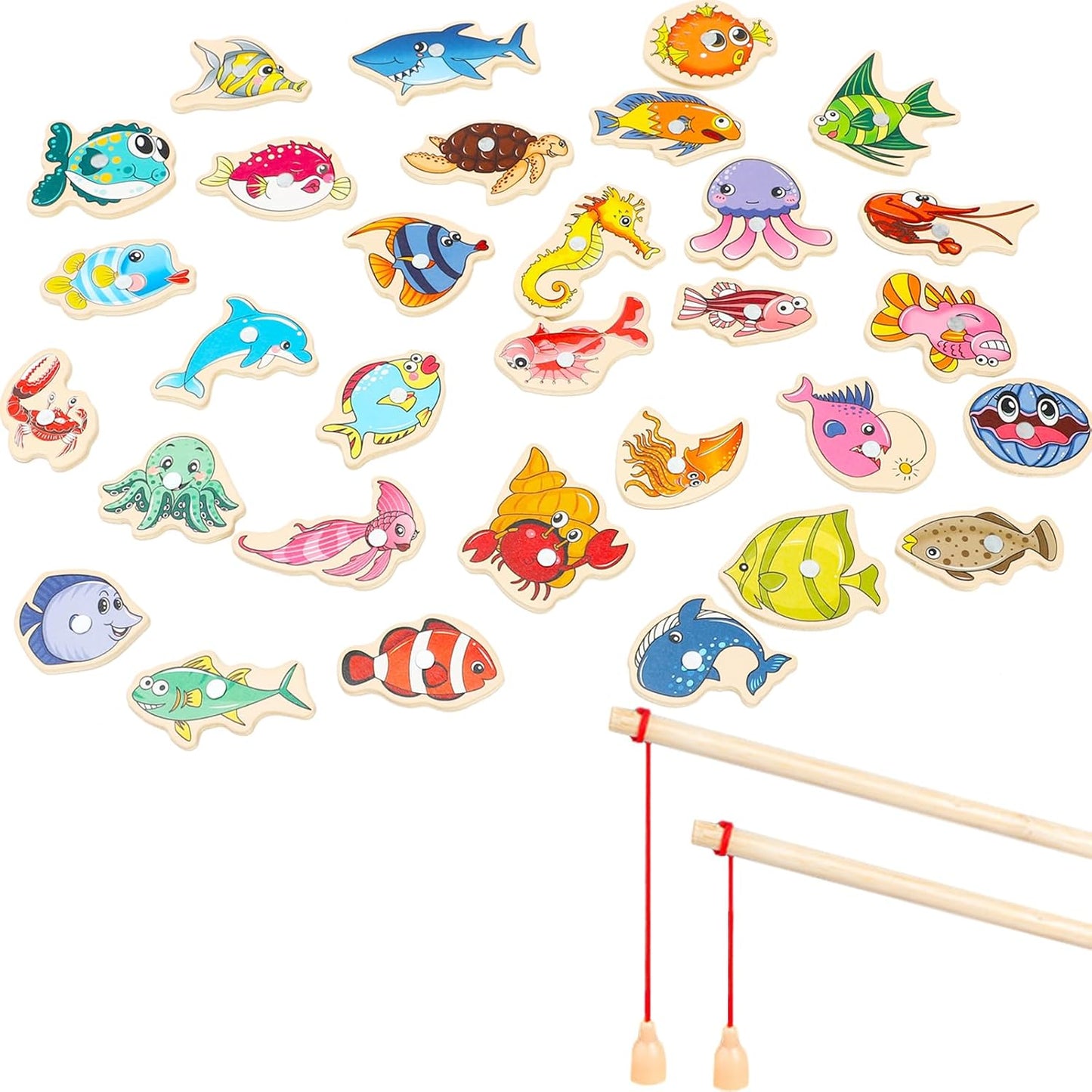 Magnetic Fishing Game for Kids – Wooden Magnetic Fishing Toys for Preschool & Kindergarten Boys and Girls, Fun Educational Toy for Toddlers