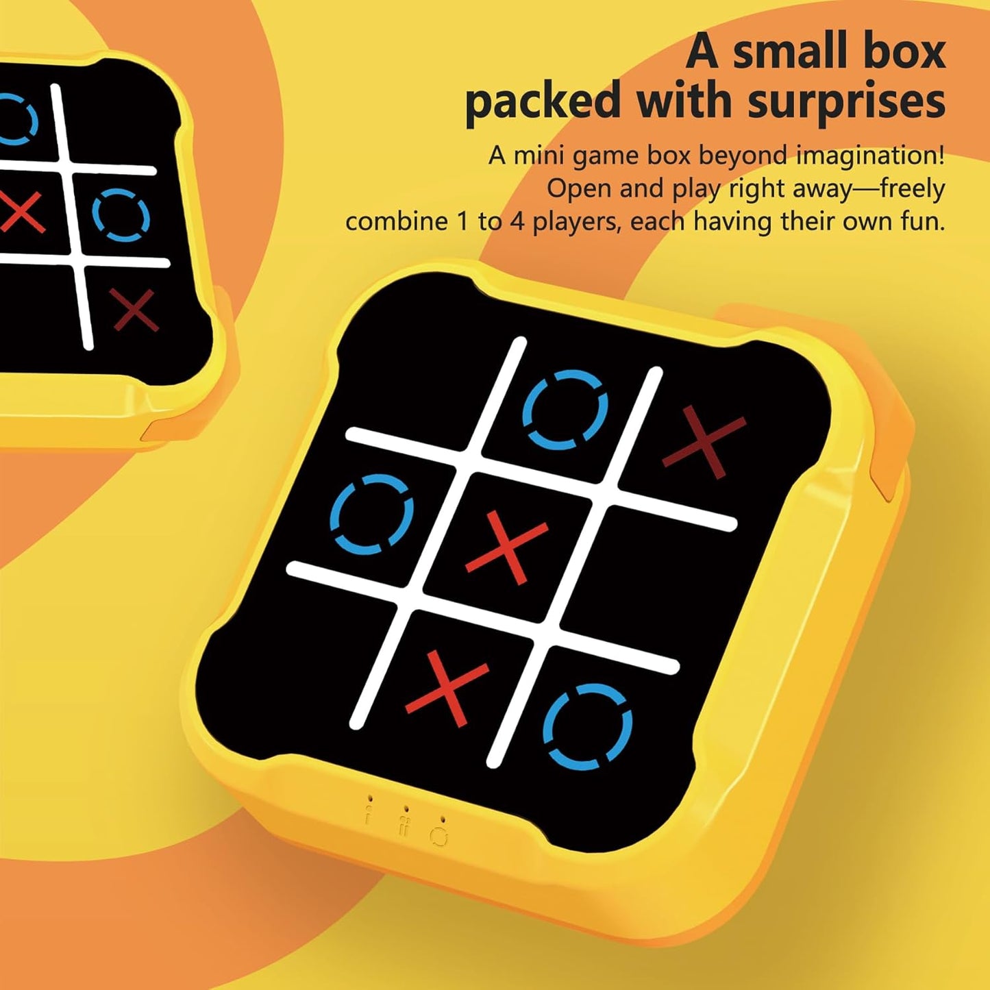 Tic Tac Toe Bolt Game – 3-in-1 Handheld Puzzle Console, Portable Travel Board Game for Kids & Adults, Educational & Memory Development Toy, Perfect Birthday Gift for All Ages (Yellow-Orange)