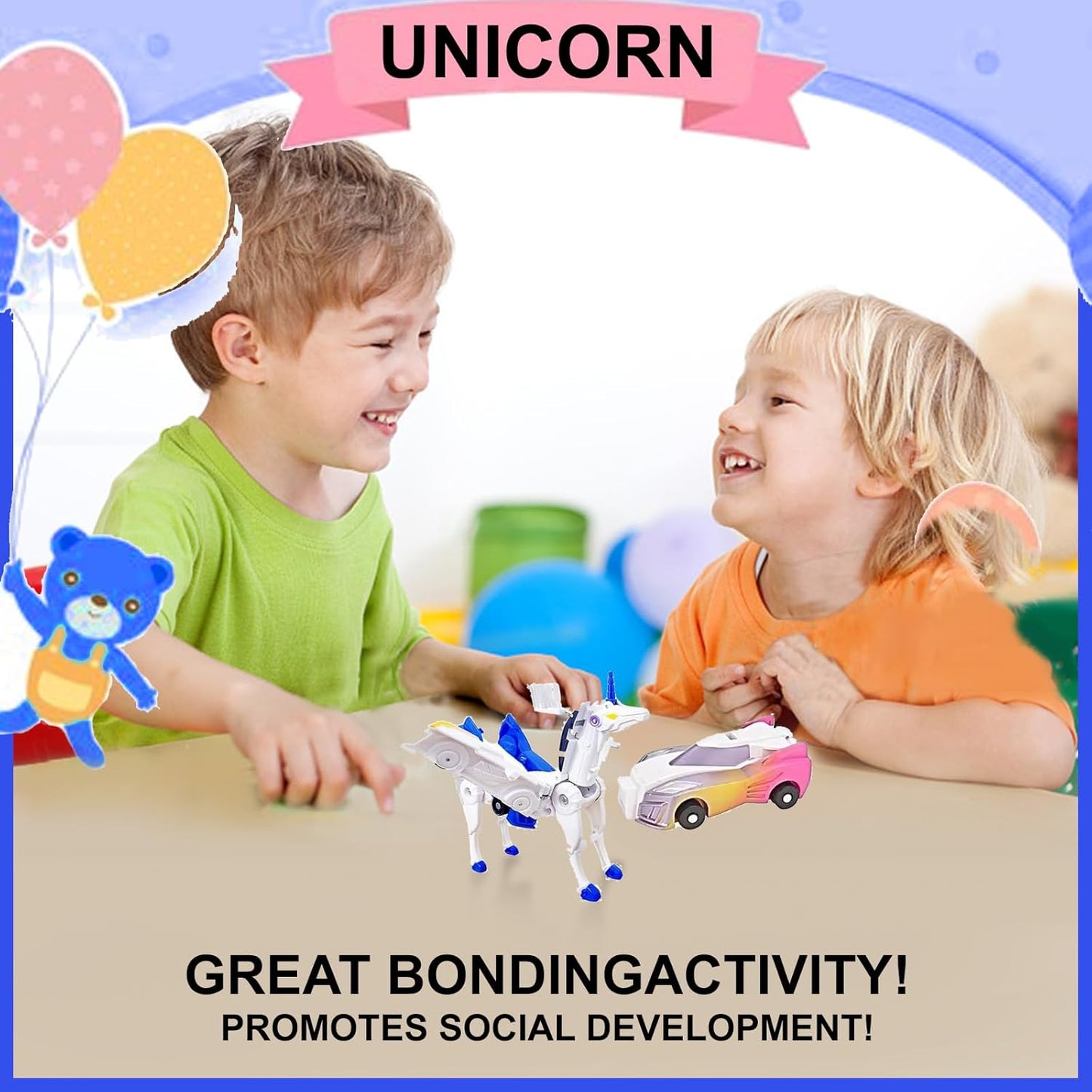 2 in 1 Unicorn Car Figurines – Magical Magnetic Transformation Toy for Kids Ages 4–6