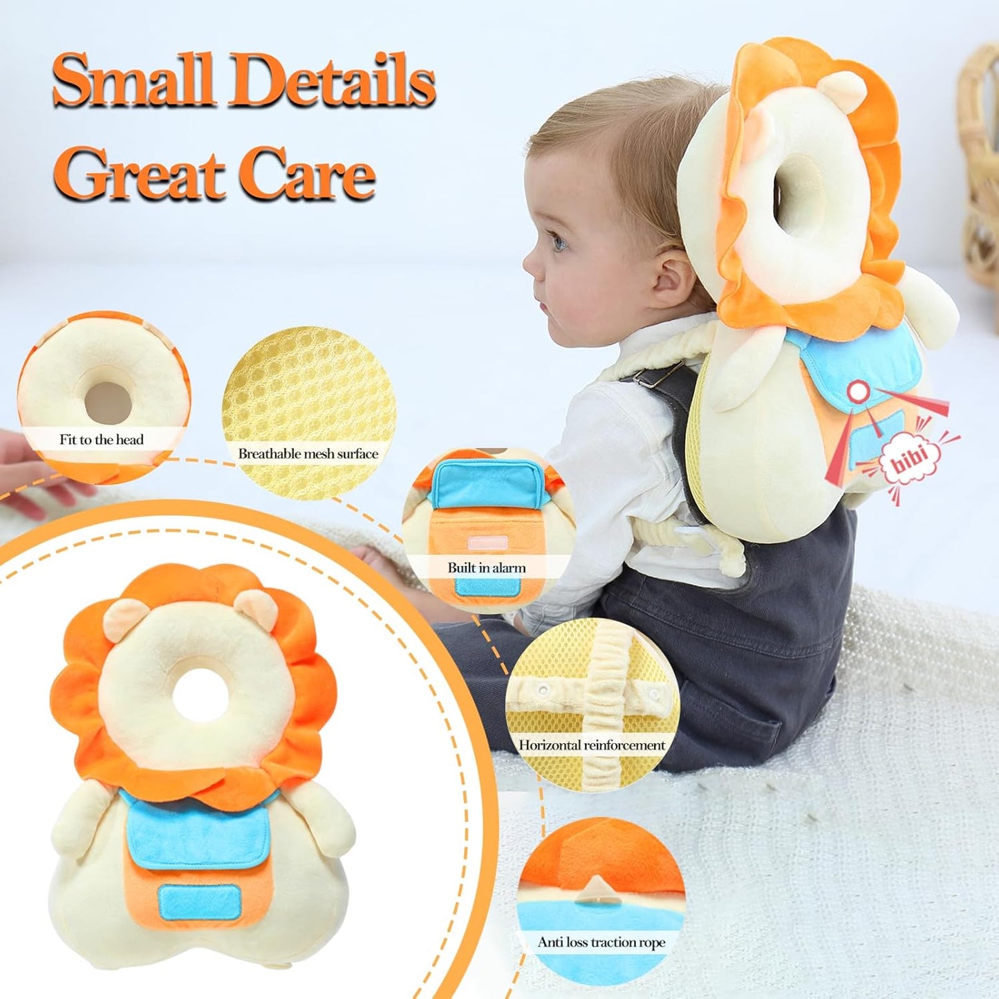 Baby Head Protection Pillow Backpack – Adjustable Safety Pad for Toddlers (6M–3Y), Breathable & Fall Alert