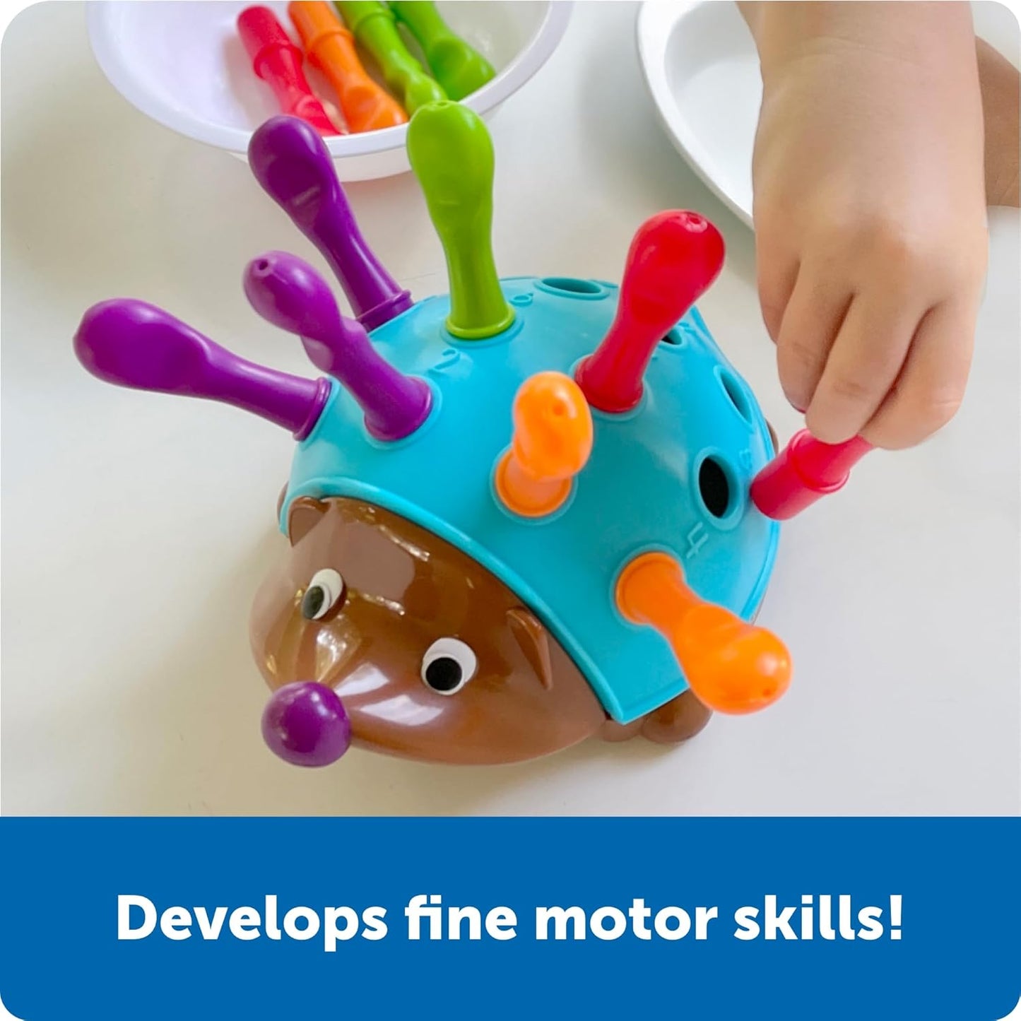 Hedgehog Training Toy: Montessori-Inspired Fine Motor & Hand-Eye Coordination Learning for Toddlers Ages 1-3 – Spike the Fine Motor Hedgehog with 15 Pieces – Early Education & First Words