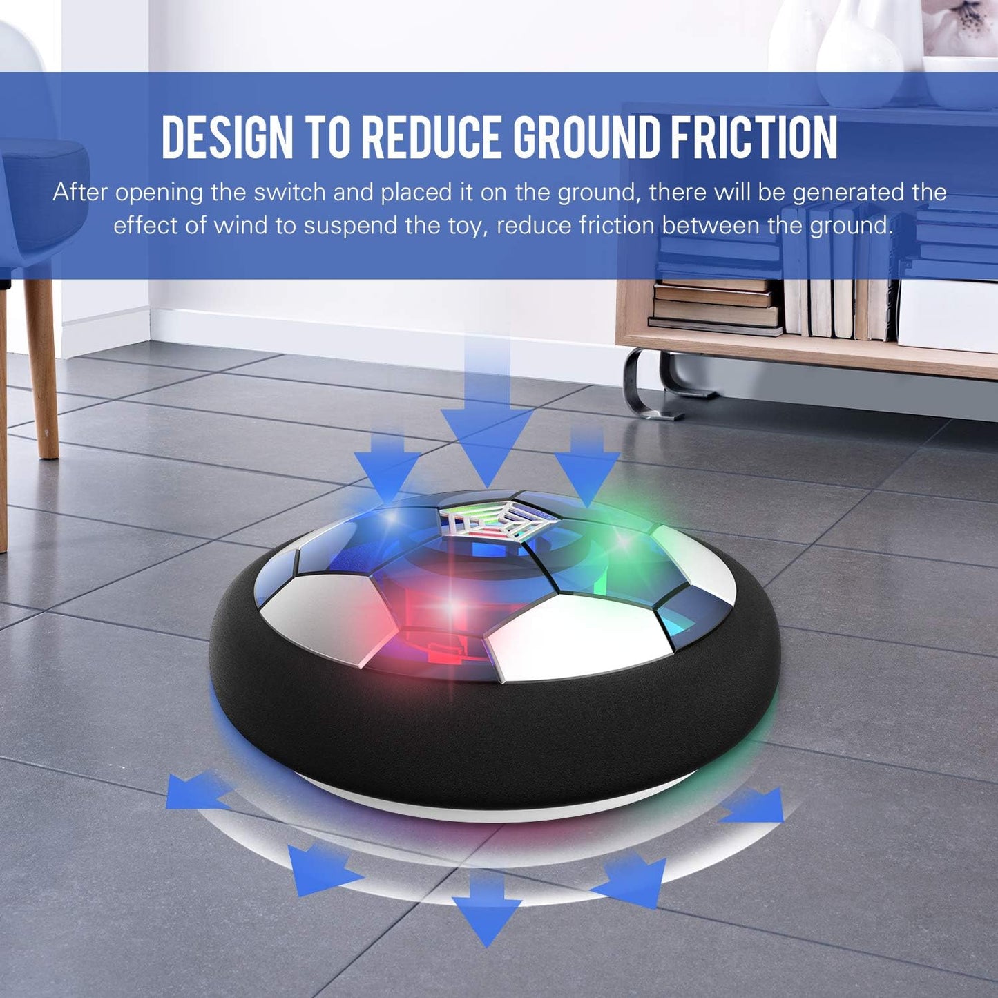 Rechargeable LED Hover Soccer Ball – Air Floating Football with Lights, Music & Soft Foam Bumper