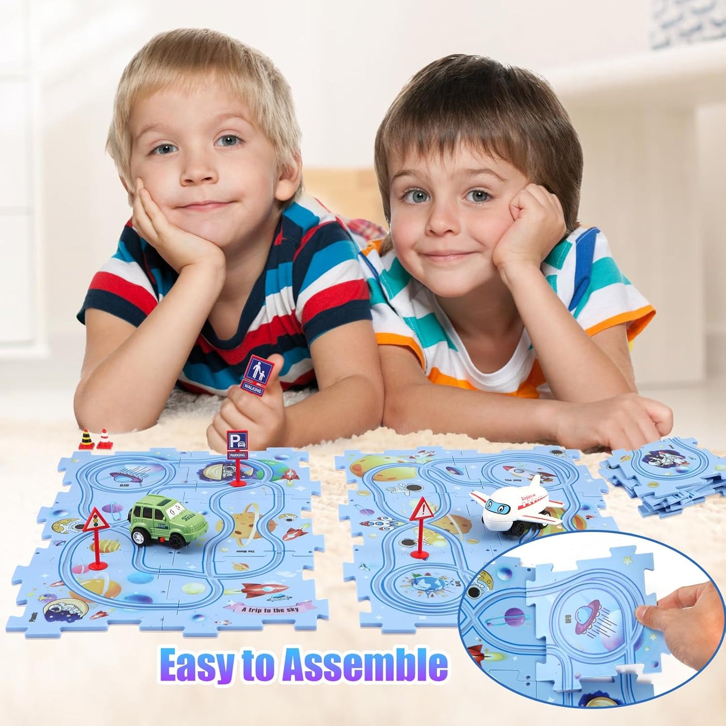 Puzzle Racer: Multifunctional Car Track Set for Kids – Educational, Fun, and Exciting Railroad Adventure with Mini Signpost Challenge (One Piece)