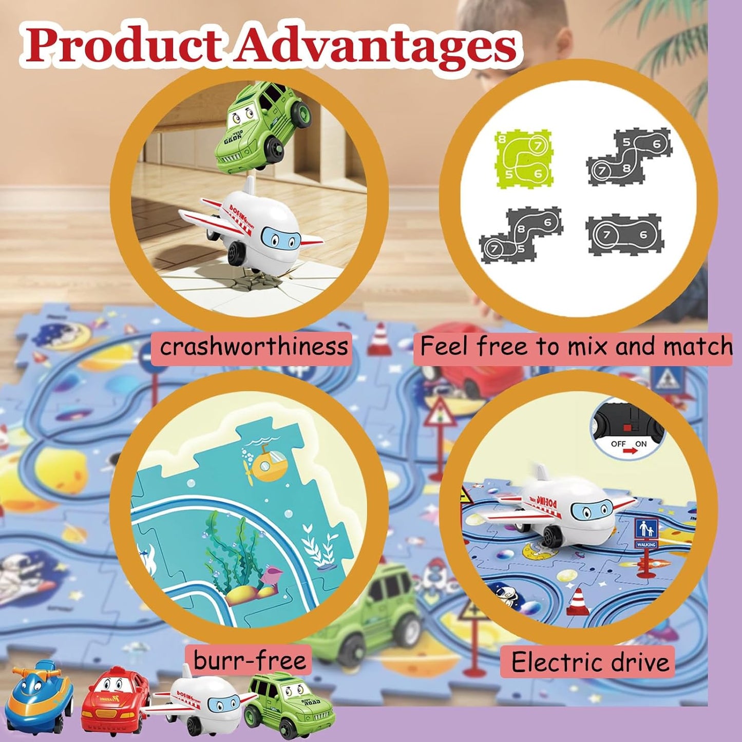 Puzzle Racer: Multifunctional Car Track Set for Kids – Educational, Fun, and Exciting Railroad Adventure with Mini Signpost Challenge (One Piece)