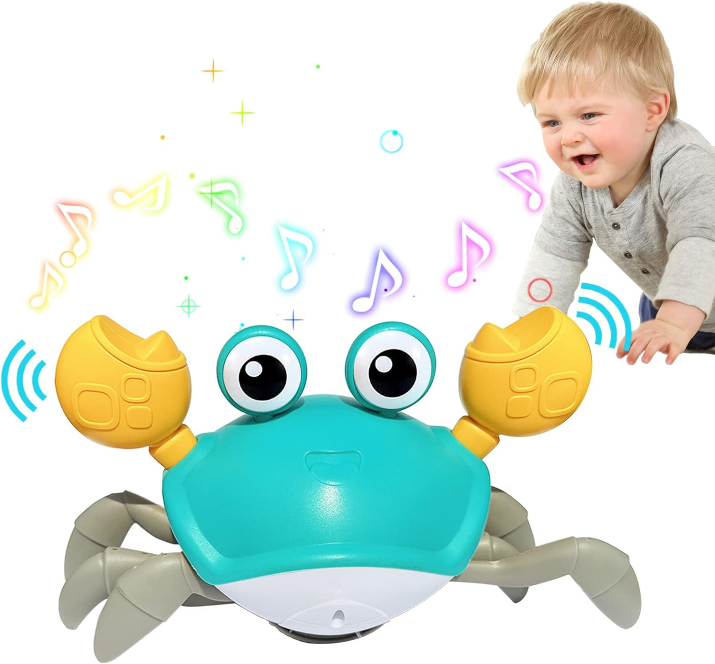 Crawling Crab Baby Toy: Interactive Fun with Lights, Music, and Obstacle Avoidance Sensors for Toddlers