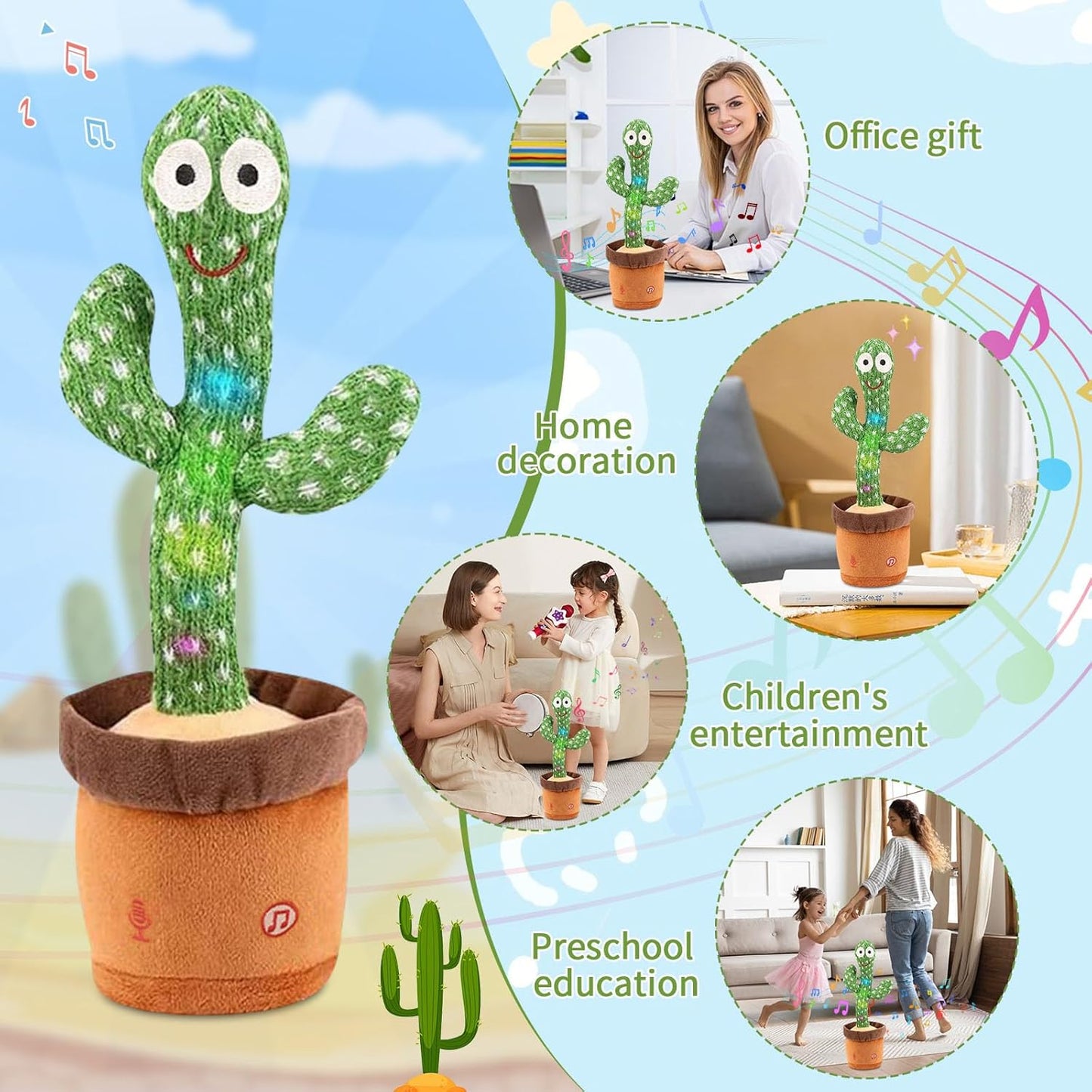 Dancing Cactus Plush Toy – Talking & Singing Fun Gift for Kids and Adults (Single)