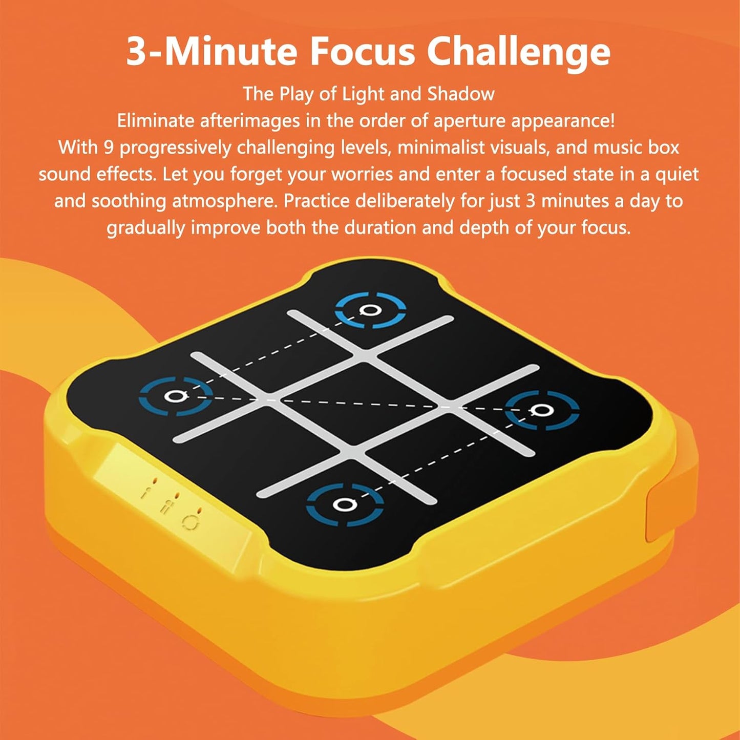 Tic Tac Toe Bolt Game – 3-in-1 Handheld Puzzle Console, Portable Travel Board Game for Kids & Adults, Educational & Memory Development Toy, Perfect Birthday Gift for All Ages (Yellow-Orange)
