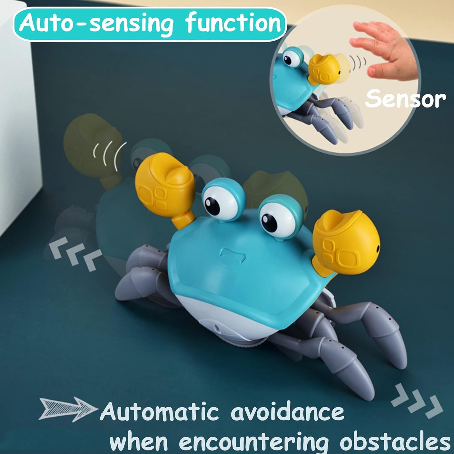 Crawling Crab Baby Toy: Interactive Fun with Lights, Music, and Obstacle Avoidance Sensors for Toddlers