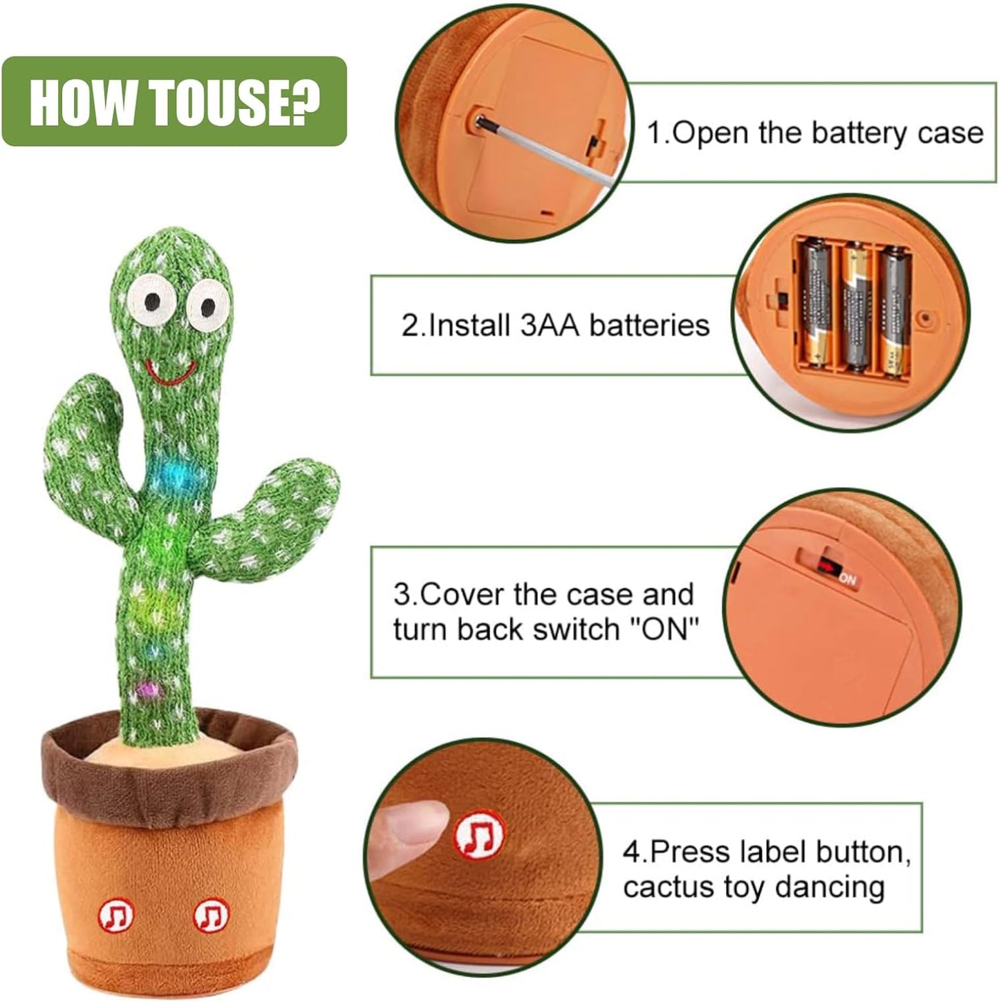 Dancing Cactus Plush Toy – Talking & Singing Fun Gift for Kids and Adults (Single)