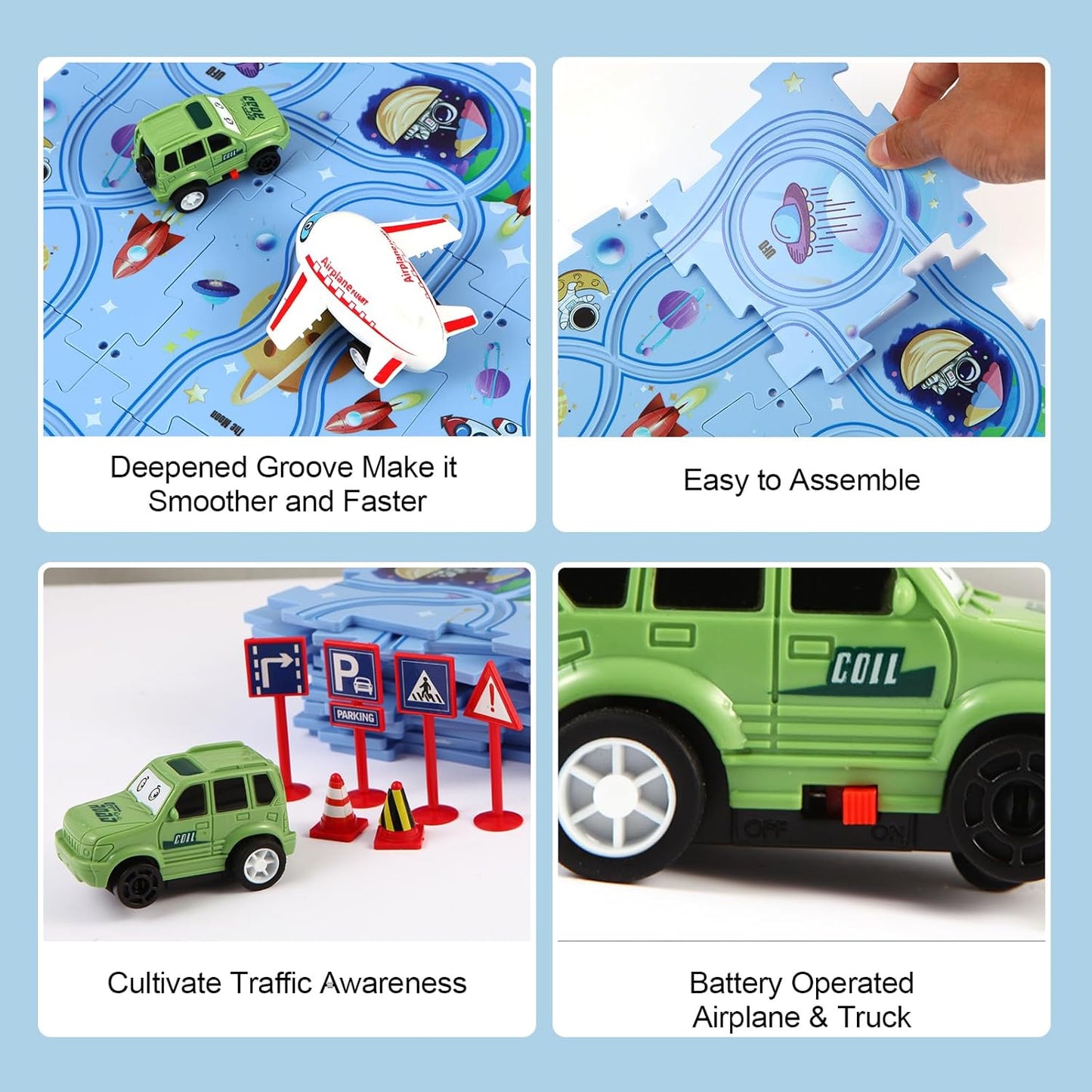 Puzzle Racer: Multifunctional Car Track Set for Kids – Educational, Fun, and Exciting Railroad Adventure with Mini Signpost Challenge (One Piece)