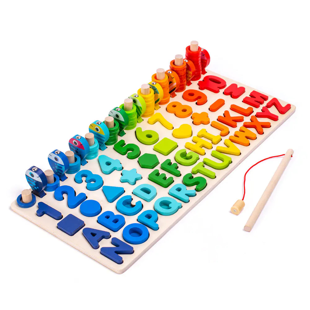 Wooden Educational Number & Letter Blocks Puzzle Toys for Toddlers