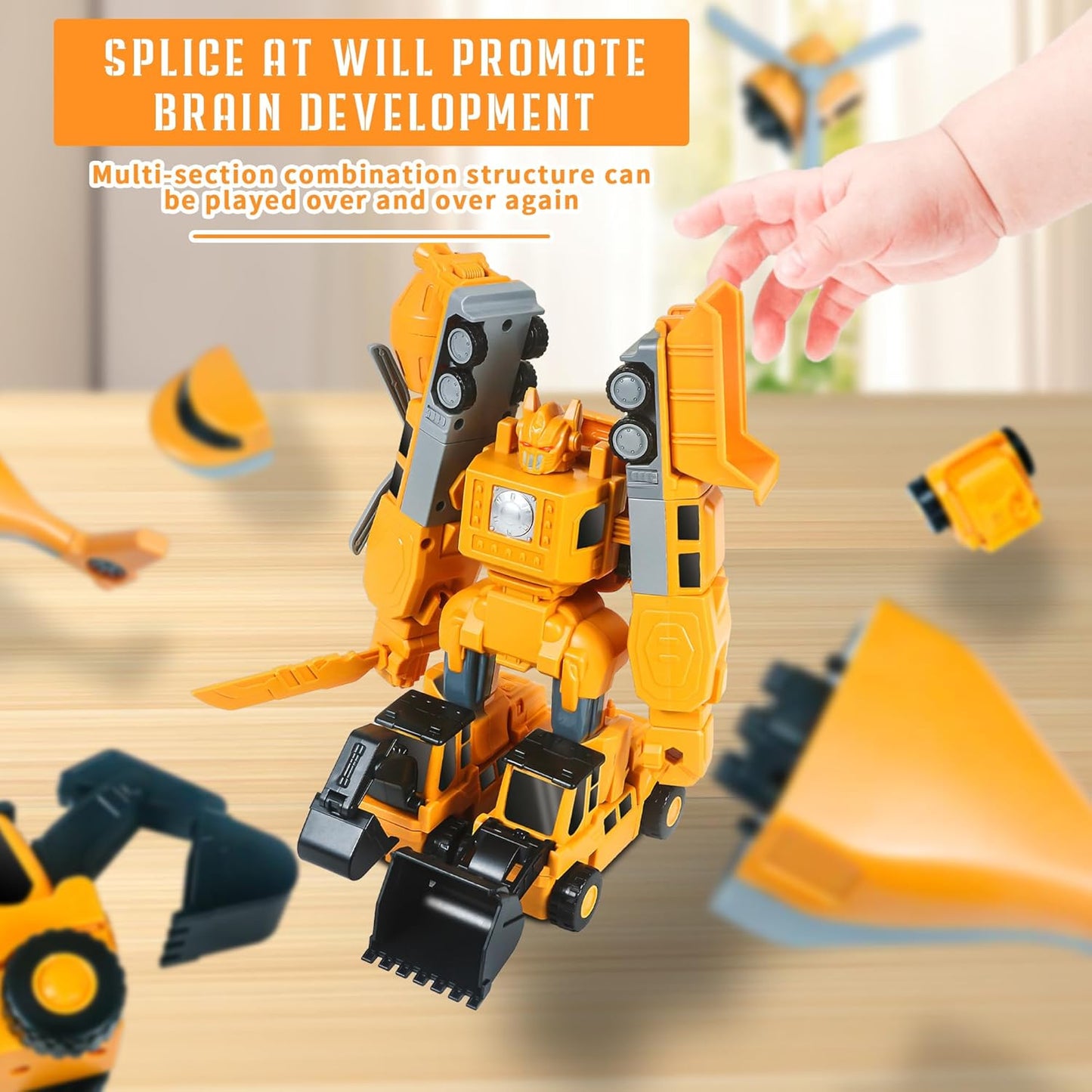 Magnetic Transform Engineering Car Toys with Storage Box – 35 Pcs Transforming Robot & Construction Vehicle Toy Gift for Kids Ages 3-8, Fun Outdoor Toddler Activity Set