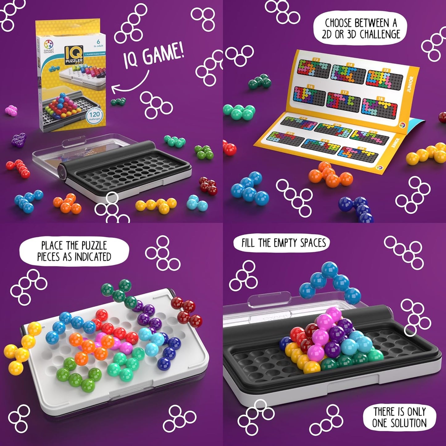 SmartGames IQ Puzzler Pro – Travel Brain Game for Kids & Adults | Cognitive Skill-Building Puzzle, 120 Challenges in Compact Case, Ages 6+