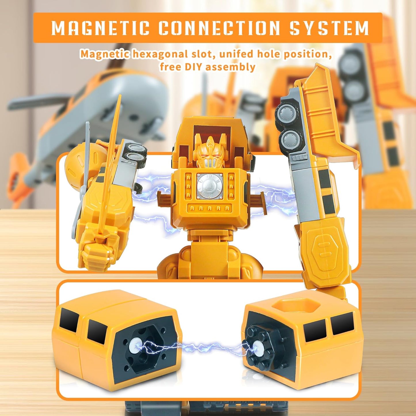 Magnetic Transform Engineering Car Toys with Storage Box – 35 Pcs Transforming Robot & Construction Vehicle Toy Gift for Kids Ages 3-8, Fun Outdoor Toddler Activity Set