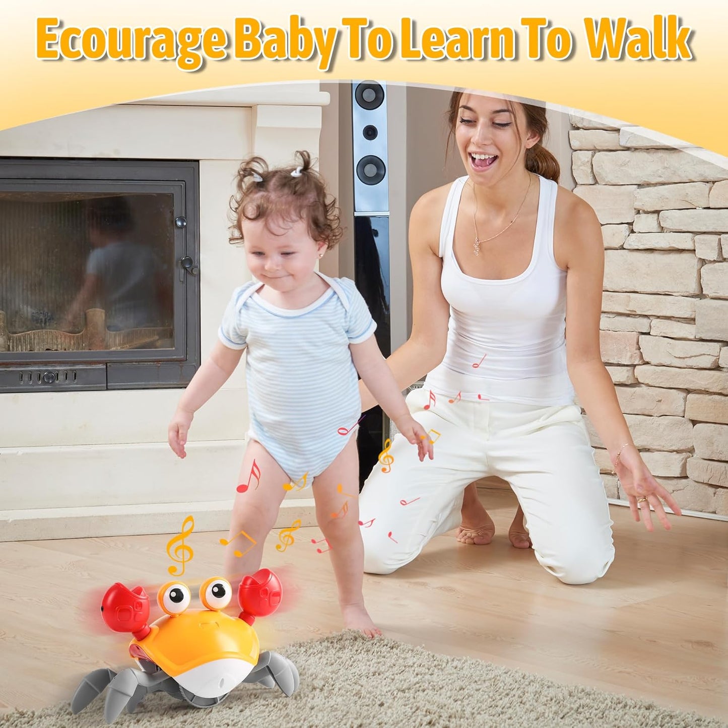 Crawling Crab Baby Toy: Interactive Fun with Lights, Music, and Obstacle Avoidance Sensors for Toddlers