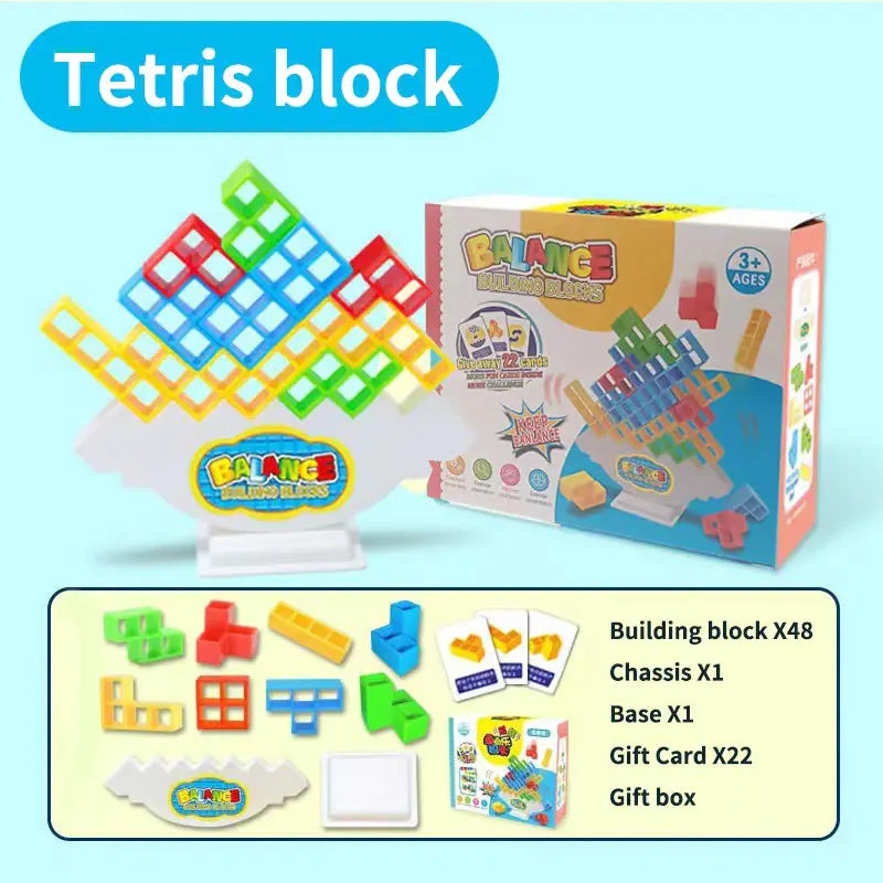Tetris Stacking Blocks Toy – 16-64 Piece Tower Game for Kids & Family Balance Fun