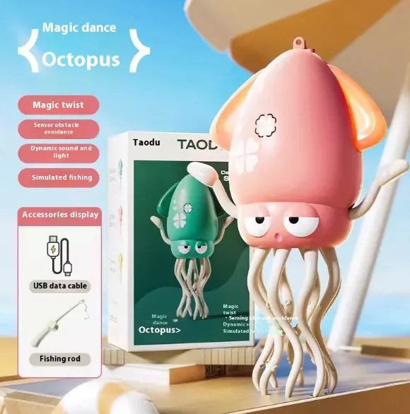 Interactive Dancing Octopus Toy – Obstacle Avoidance, Crawling & Musical Baby Toy, Rechargeable Tummy Time Squid for Kids Ages 3–6