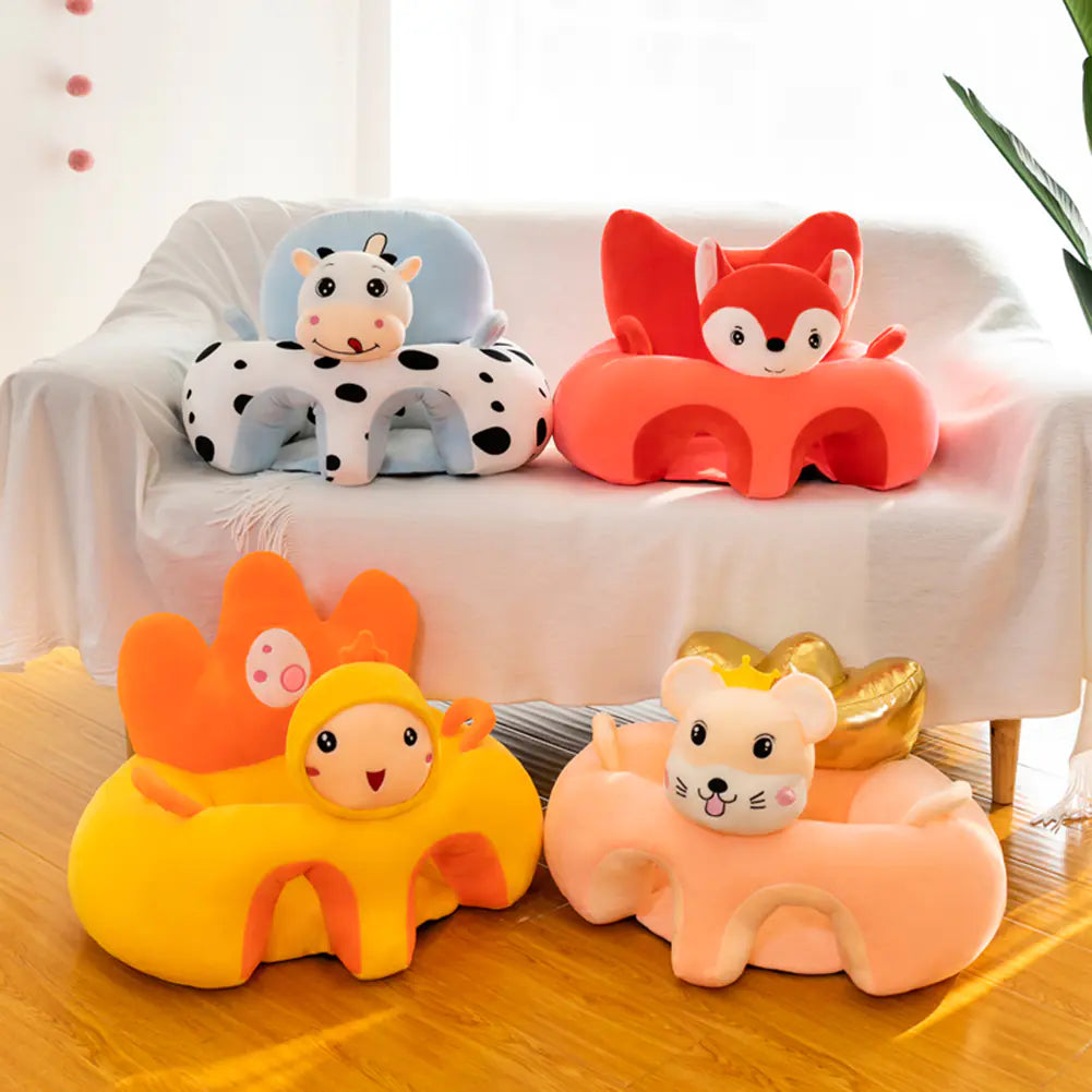 Plush Animal Baby Learning Seat – Doll Plush Infant Floor Chair with Back Support | Sit Me Up Sofa for Babies 3+ Months, Toddler Plush Animal Chair