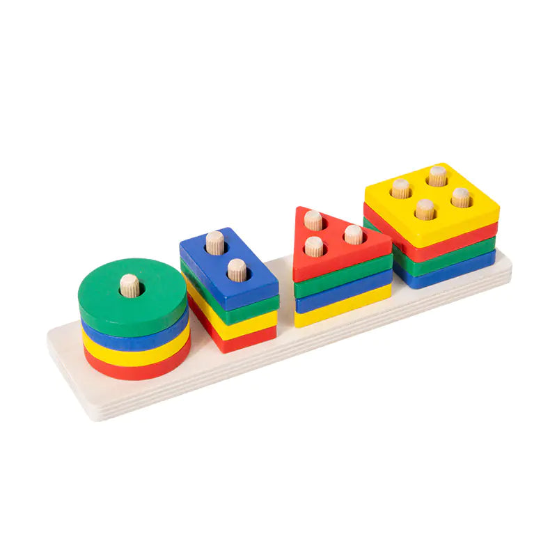 Wooden Shape Sorting & Stacking Blocks – Montessori Early Learning Toy