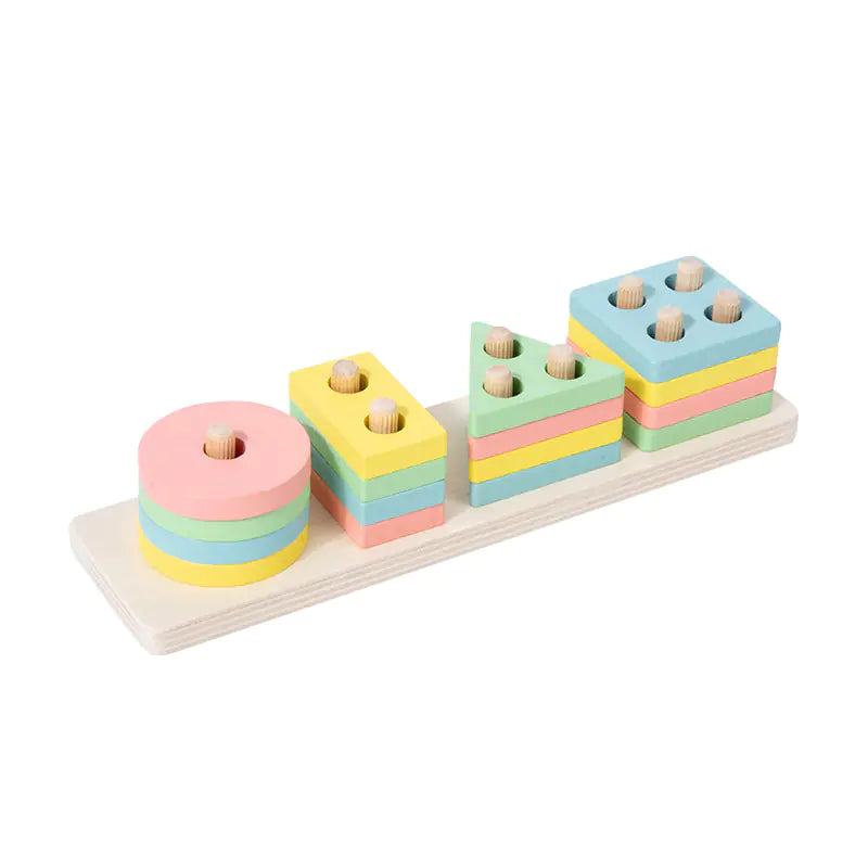 Wooden Shape Sorting & Stacking Blocks – Montessori Early Learning Toy