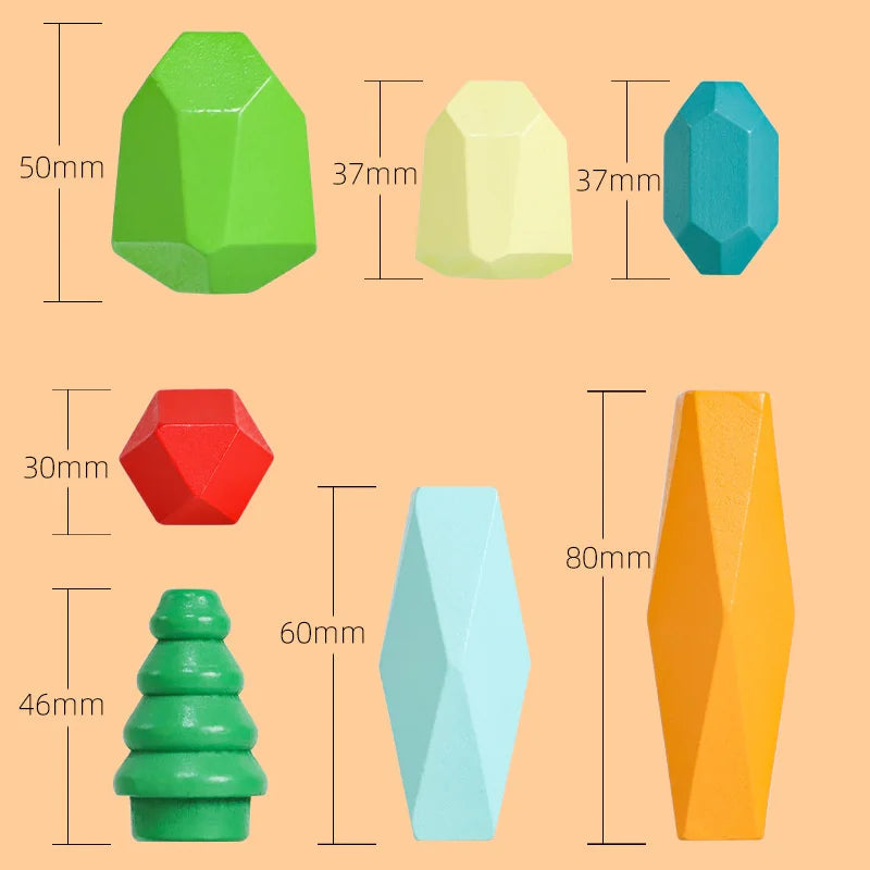 Wooden Balancing Stacking Stones – Colorful Montessori STEM Toy for Kids Ages 3-6 | Educational & Sensory Gift for Boys & Girls