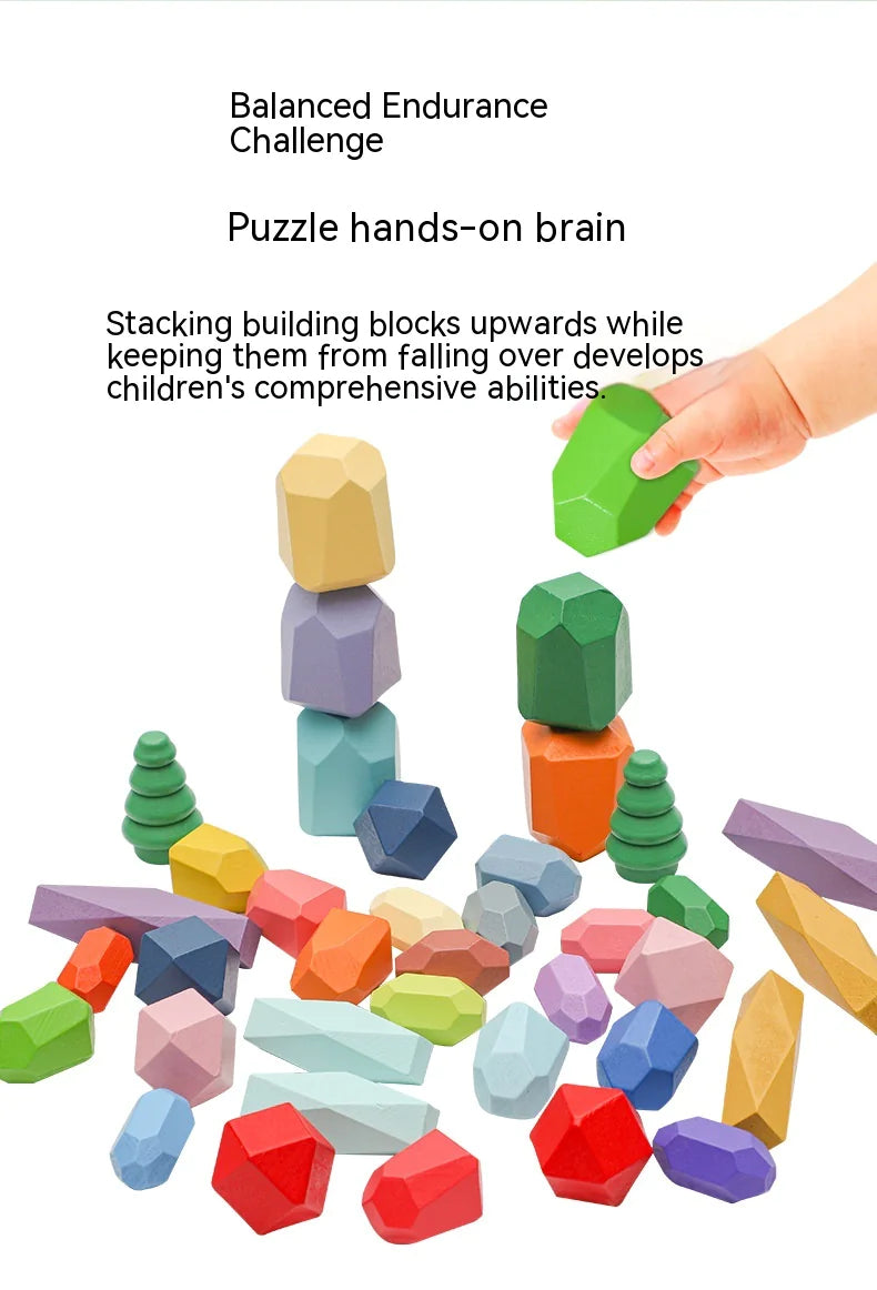 Wooden Balancing Stacking Stones – Colorful Montessori STEM Toy for Kids Ages 3-6 | Educational & Sensory Gift for Boys & Girls