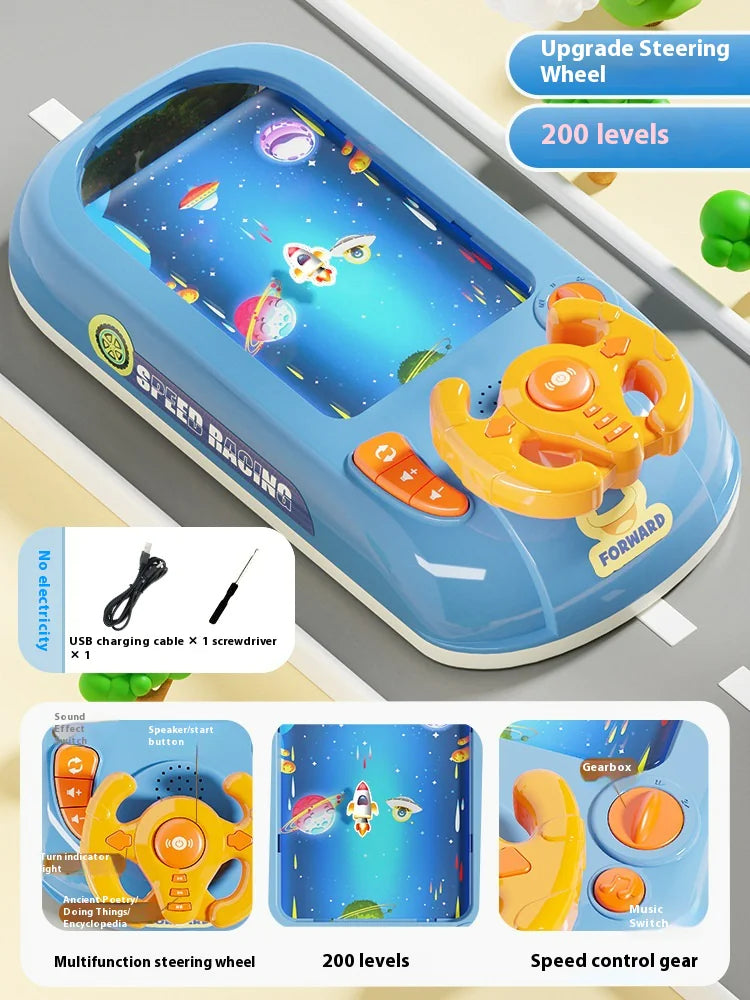 Racing Adventure Car Steering Wheel Toy for Kids – Steer Joy Driving Simulator with Music and Interactive Features – Fun Space Adventure Ship for Kids and Parents Needing a Break