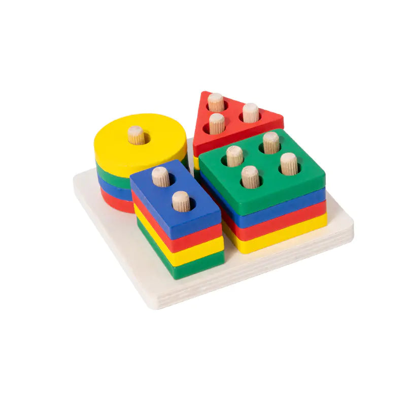 Wooden Shape Sorting & Stacking Blocks – Montessori Early Learning Toy