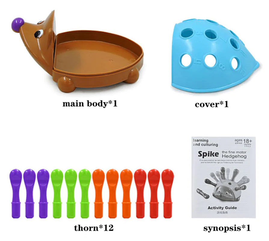 Hedgehog Training Toy: Montessori-Inspired Fine Motor & Hand-Eye Coordination Learning for Toddlers Ages 1-3 – Spike the Fine Motor Hedgehog with 15 Pieces – Early Education & First Words
