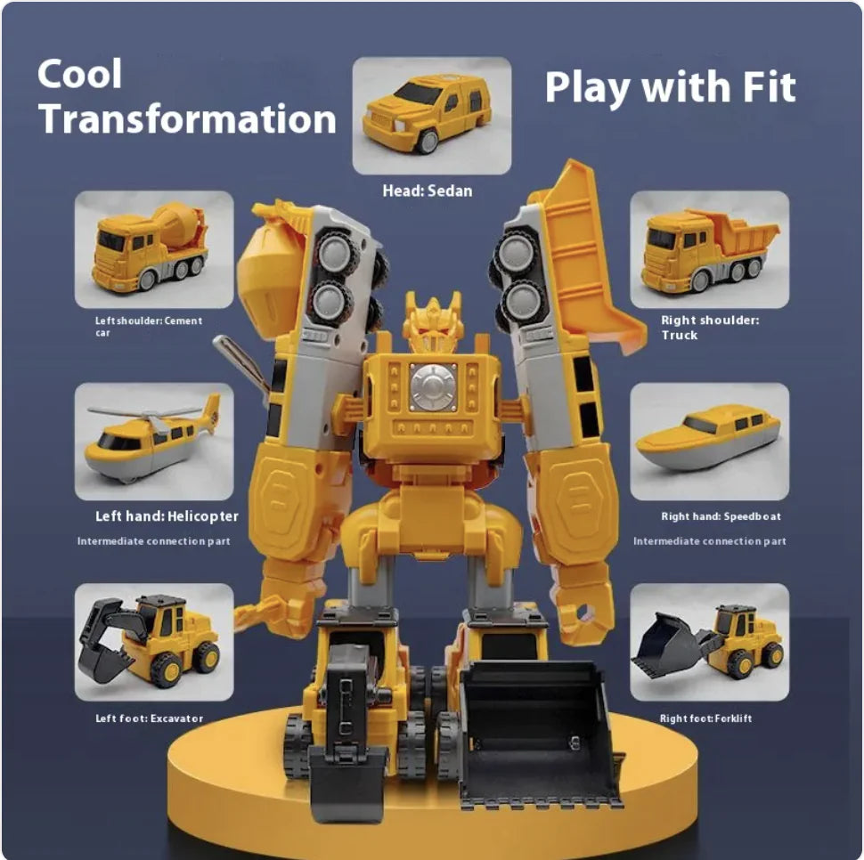 Magnetic Transform Engineering Car Toys with Storage Box – 35 Pcs Transforming Robot & Construction Vehicle Toy Gift for Kids Ages 3-8, Fun Outdoor Toddler Activity Set
