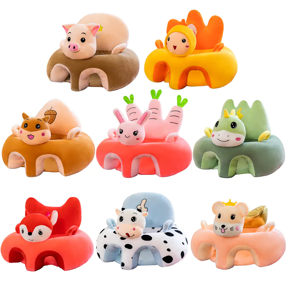 Plush Animal Baby Learning Seat – Doll Plush Infant Floor Chair with Back Support | Sit Me Up Sofa for Babies 3+ Months, Toddler Plush Animal Chair