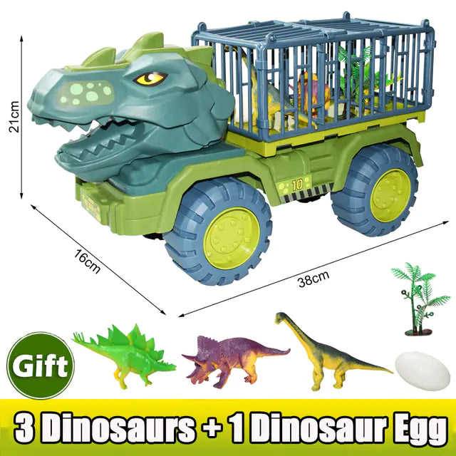 Dinosaur Toy Car Set – Tyrannosaurus Rex & Triceratops Transport Vehicle for Children 3+