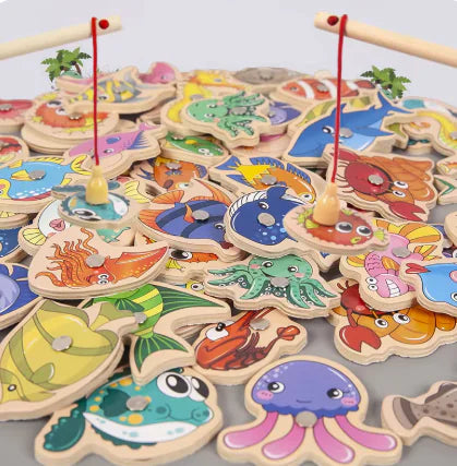 Magnetic Fishing Game for Kids – Wooden Magnetic Fishing Toys for Preschool & Kindergarten Boys and Girls, Fun Educational Toy for Toddlers