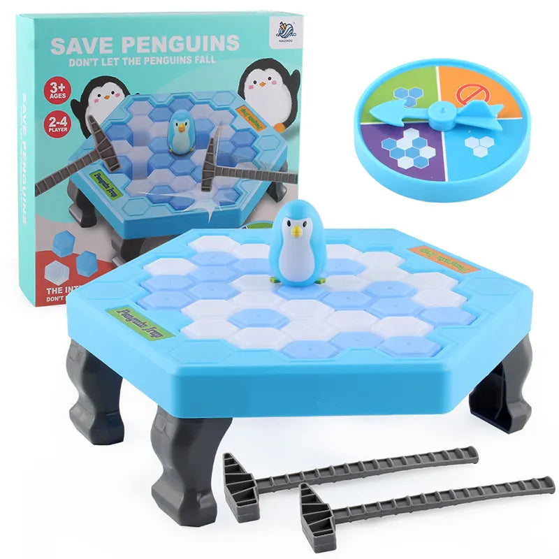 Wooden Penguin Fishing Board Game Set Montessori Magnetic Ice