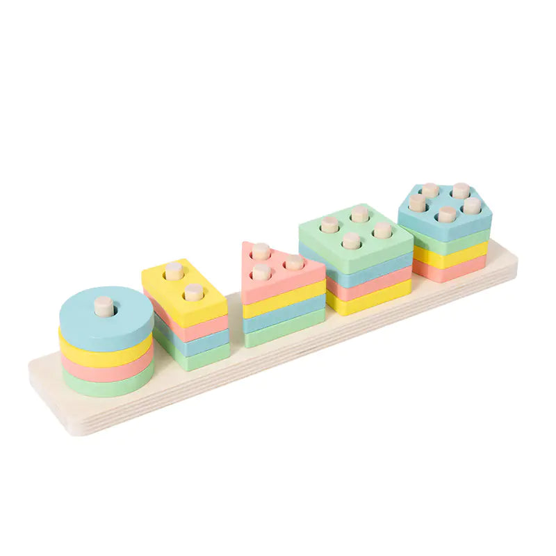 Wooden Shape Sorting & Stacking Blocks – Montessori Early Learning Toy