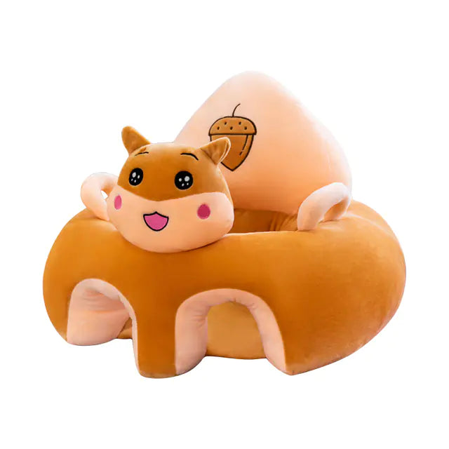 Plush Animal Baby Learning Seat – Doll Plush Infant Floor Chair with Back Support | Sit Me Up Sofa for Babies 3+ Months, Toddler Plush Animal Chair