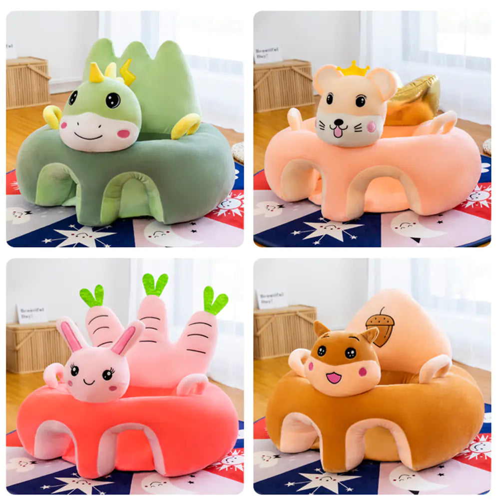Plush Animal Baby Learning Seat – Doll Plush Infant Floor Chair with Back Support | Sit Me Up Sofa for Babies 3+ Months, Toddler Plush Animal Chair