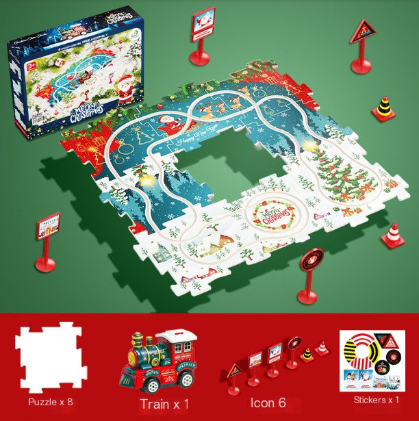 Puzzle Racer: Multifunctional Car Track Set for Kids – Educational, Fun, and Exciting Railroad Adventure with Mini Signpost Challenge (One Piece)