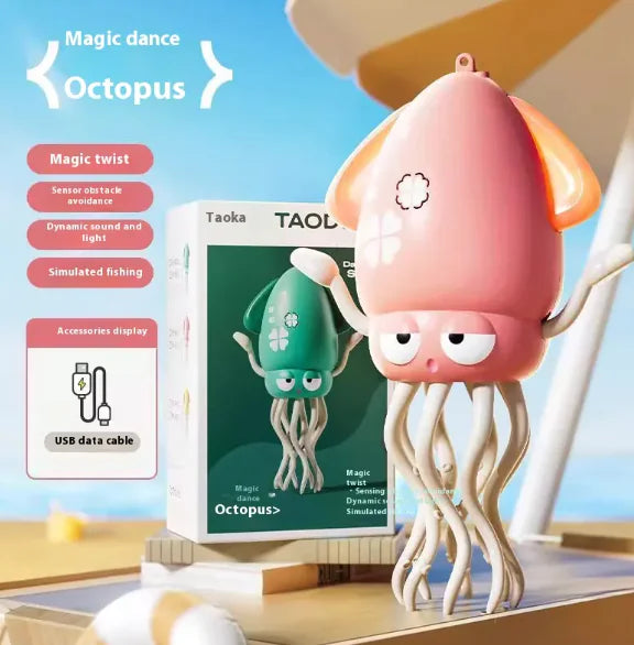Interactive Dancing Octopus Toy – Obstacle Avoidance, Crawling & Musical Baby Toy, Rechargeable Tummy Time Squid for Kids Ages 3–6